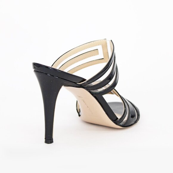 Marion Parke 'Larkin' geometric pvc slide sandals - Black - Picture 3 of 10